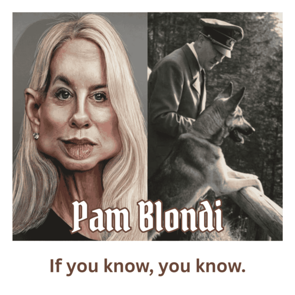 Pam Bondi with German shepherd Blondi