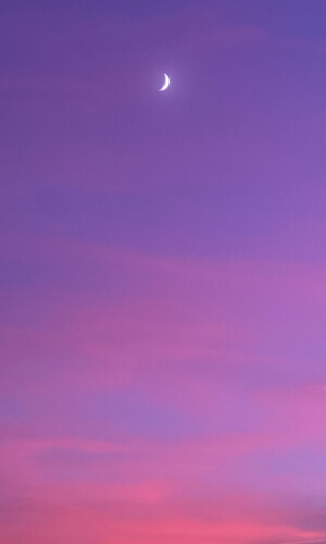 photograph of purple and pink sky with moon